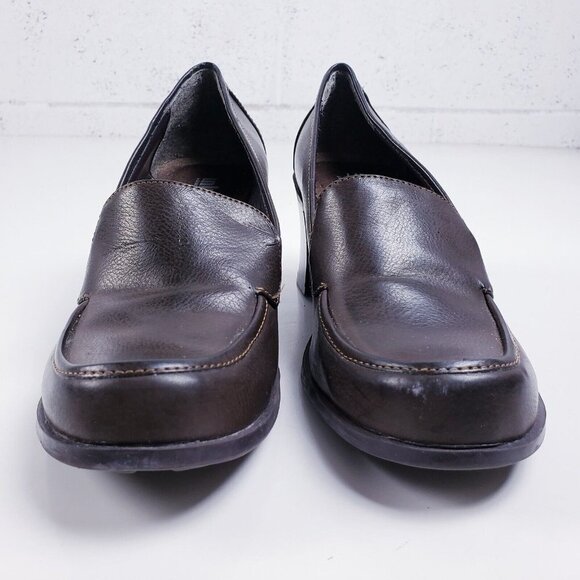 Vintage 90s y2k Bratz Brown Vegan Leather Chunky Heeled Pump Heel Size 7.5 - Picture 2 of 11